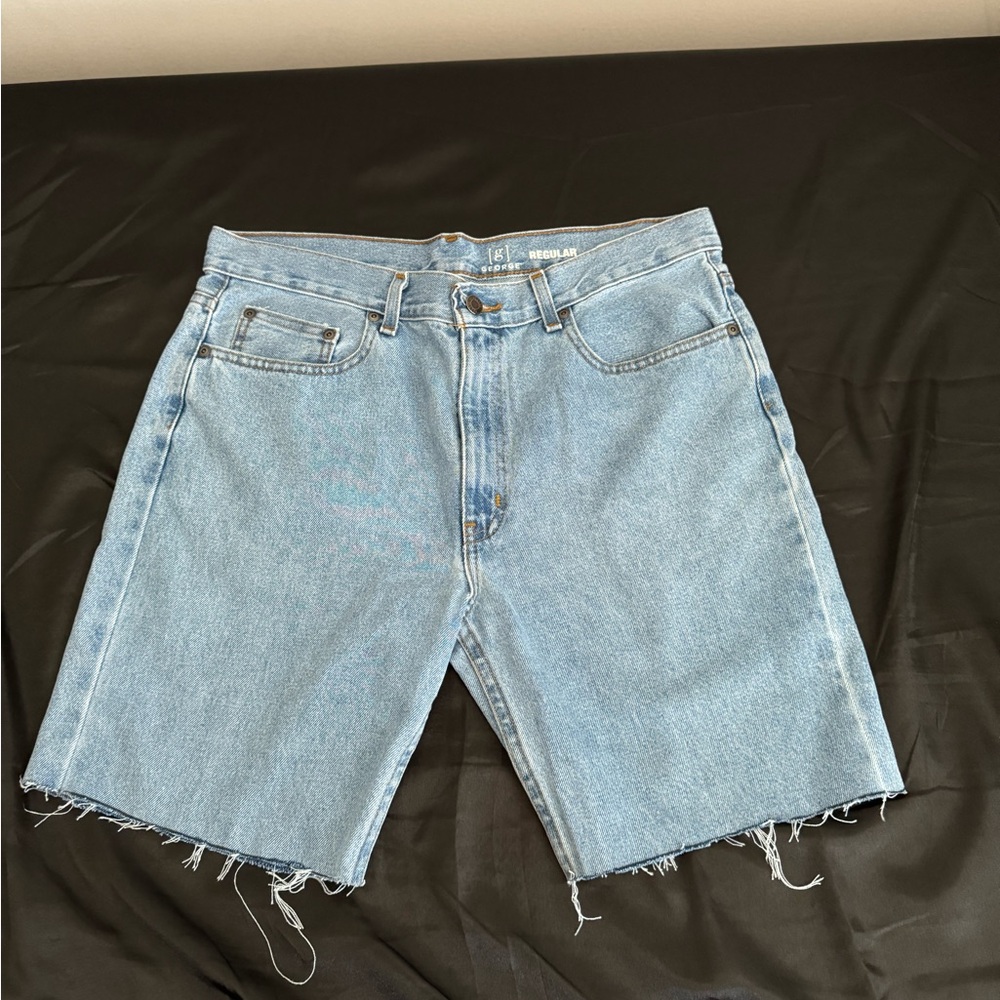 Light Blue distressed jorts